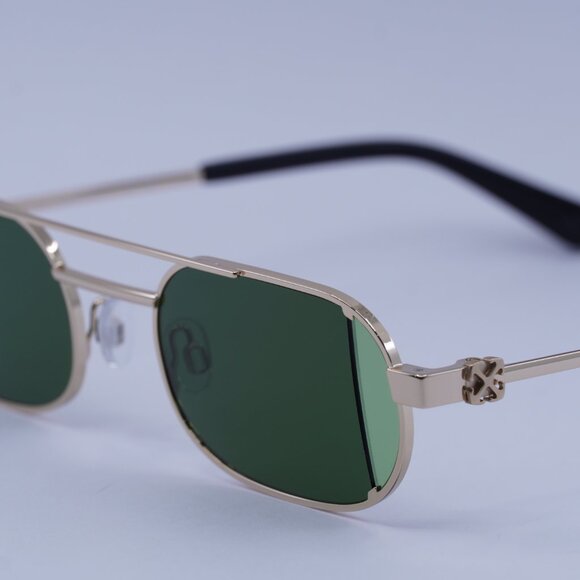 Off-White Off-White OERI14H LYNN 7650 Sunglasses Gold Oval Frame, Green Lenses - Picture 4 of 10